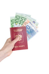 Russian international passport and cash Euro