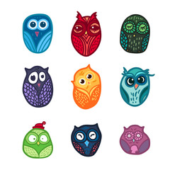 Owls hand drawn set