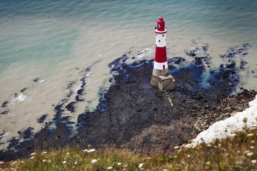 aerial photography of a lighthouse and sea near Beachy Head in Eastbourne