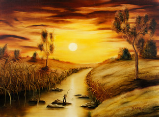 Oelbild kleiner Angler © Heinz Meis