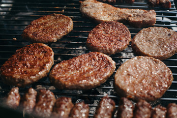 Hamburgers on grill