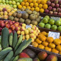 Fresh exotic fruits in Mercado Dos Lavradores. Funchal, Madeira
