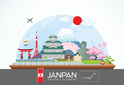 janpan infographic travel place and landmarkVector Illustration