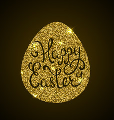 Golden egg and greeting inscription