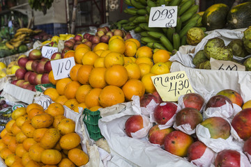 Fresh exotic fruits in Mercado Dos Lavradores. Funchal, Madeira