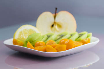 Fruit arrangement with colorful background