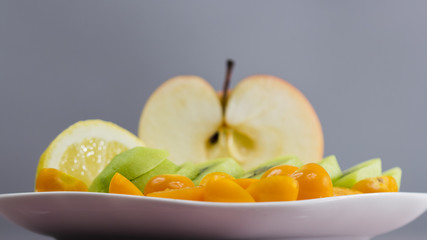Fruit arrangement with colorful background