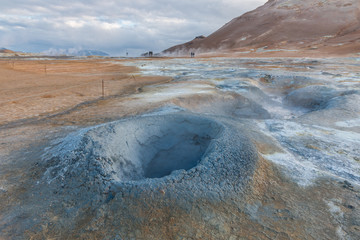 Steaming fumarole fields