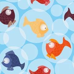 Stickers meubles Animaux marins Modèle sans couture avec de petits poissons de mer de bébé d& 39 or et de couleur