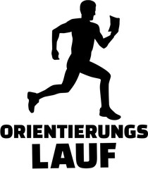Fototapeta na wymiar Orienteering with silhouette german