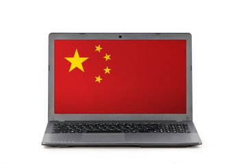 Laptop and flag of China