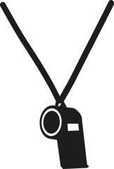 Naklejka premium Referee whistle hanging around the neck
