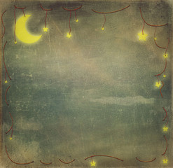 Moon ,clouds  and stars , background 