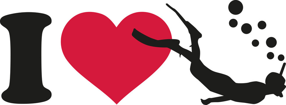 I love snorkler silhouette