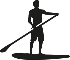 Stand up paddling silhouette
