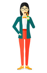 Woman smoking cigar.