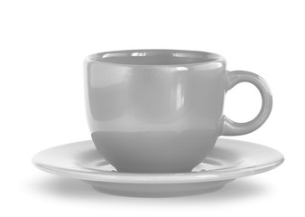 Gray coffee cup with plate
