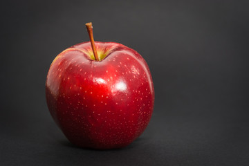 Red apple on the black background