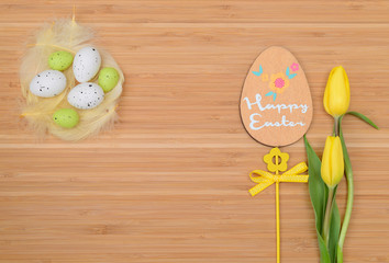 Wooden announcement board for easter