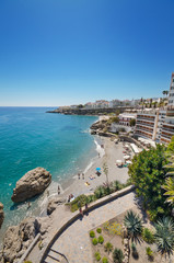 Nerja beach, famous touristic town in costa del sol, Málaga, Andalusia, Spain.