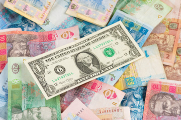 Fototapeta na wymiar Ukrainian economic crisis: currency rate hryvnia to dollar