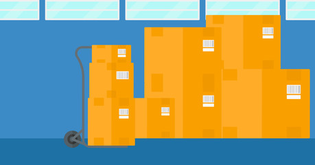 Background of cardboard boxes in warehouse.