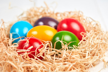 Closeup of isolated easter nest