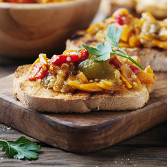 Vegeterian italian bruschetta with vegetables