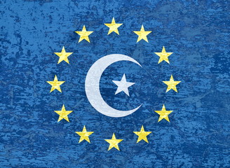 European Union flag with muslim symbol