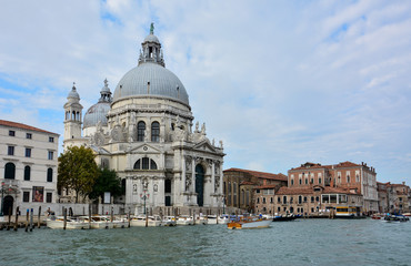 Fototapeta na wymiar Santa Maria della Salute church in Venice seen from the Grand Canal