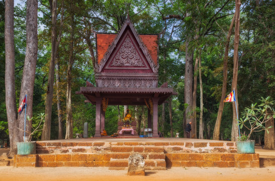 SIEM REAP, CAMBODIA. Angkor Thom. Bayon temple. Buddhist terrace