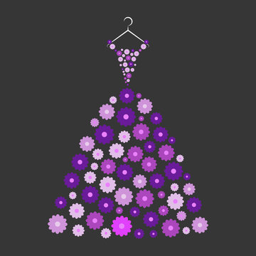 ball gown purple flowers