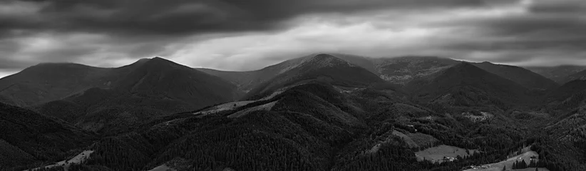 Fotobehang Heuvel Black and white panorama of Chornogora ridge