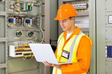 industrial engineer using laptop computer