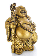 Figurine Cheerful Hotei on a white 