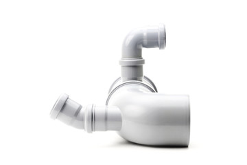 New gray drain pipe isolated on a white background
