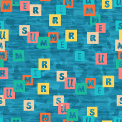 Seamless colorful background with word summer