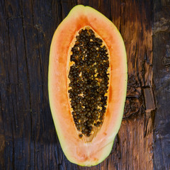top view sliced fresh papaya