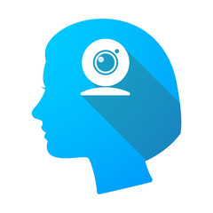 Long shadow female head with a web cam