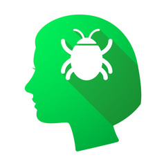 Long shadow female head with a bug