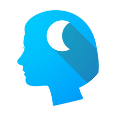 Long shadow female head with a moon