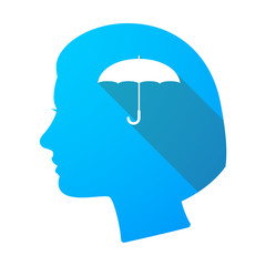 Long shadow female head with an umbrella