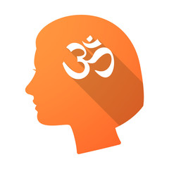 Long shadow female head with an om sign
