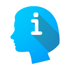 Long shadow female head with an info sign