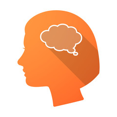 Long shadow female head with a comic cloud balloon