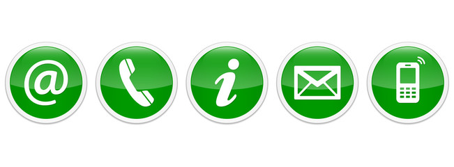 Contact Us – Round glossy green sticker buttons