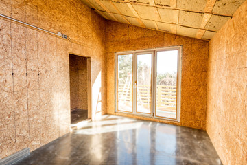 Wooden frame of a new house under construction