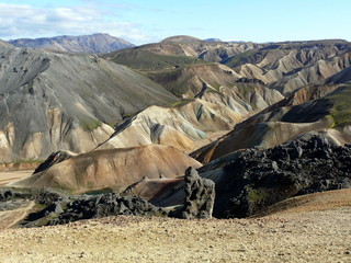 Rhyolite mountains on the Laugavegur hiking trail, Iceland