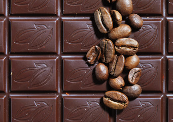 photo of chocolate and coffee beans textured background
