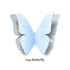 Fototapeta premium Blue butterfly cut out of paper.